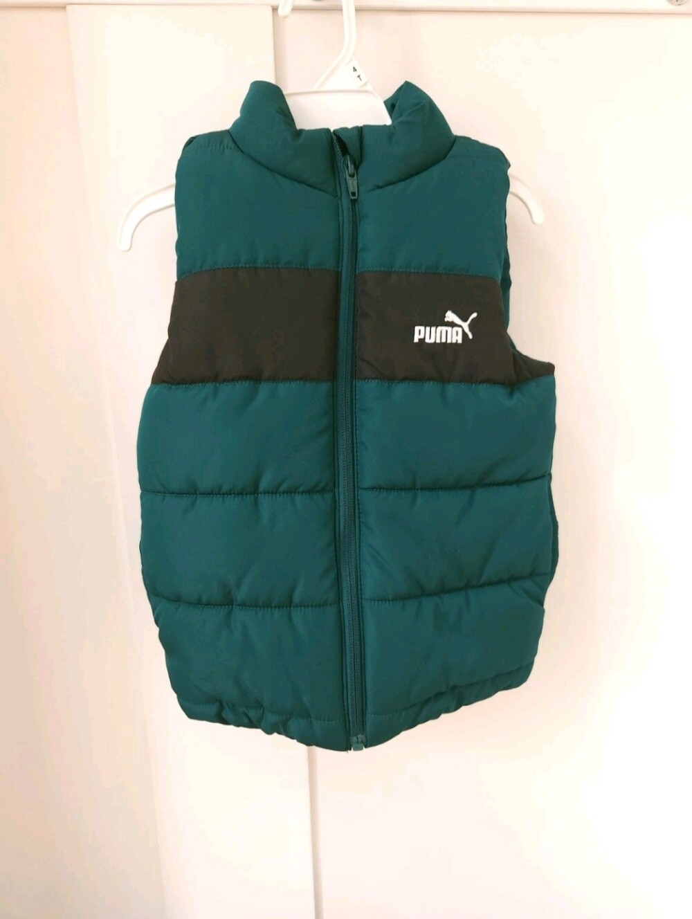 PUMA Puffer Vest Hunter Green Size 4T Full Zip
